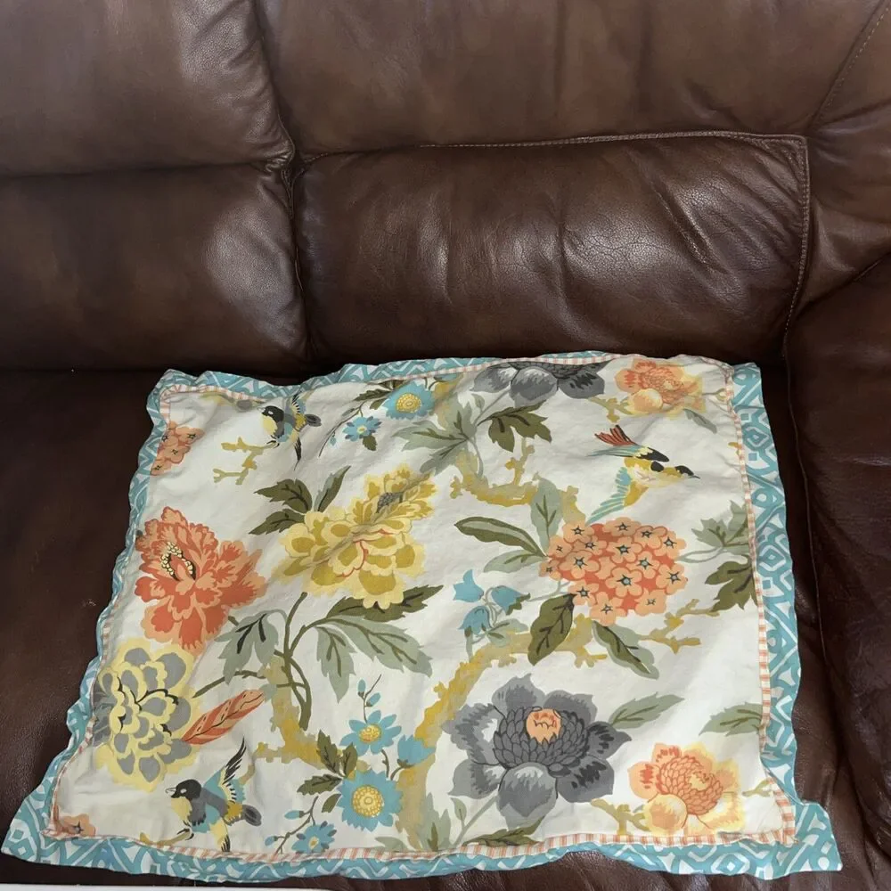 Waverly Pillow Cover Multicolor Floral Bird Cottage Core Bohemian 21.5 X 27